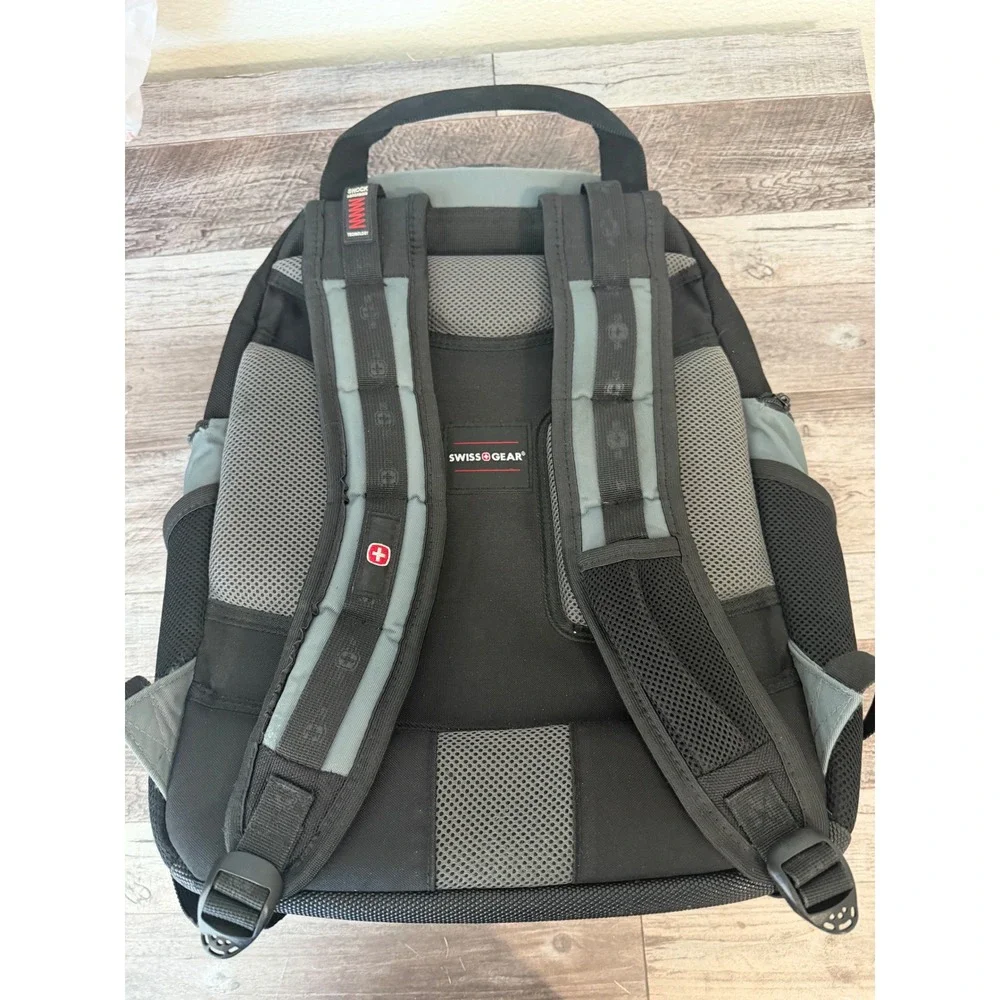 SwissGear Laptop Backpack Large Black Grey Tech Travel School Work Commuter Bag